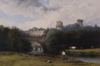 Warwick Castle, vom Fluss aus, 1842